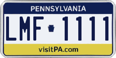 PA license plate LMF1111