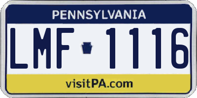 PA license plate LMF1116