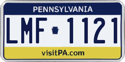 PA license plate LMF1121