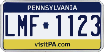 PA license plate LMF1123