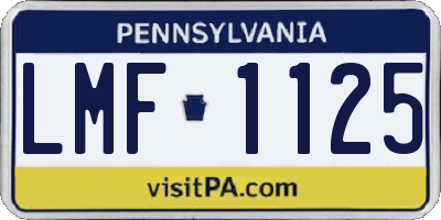 PA license plate LMF1125