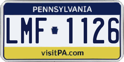 PA license plate LMF1126