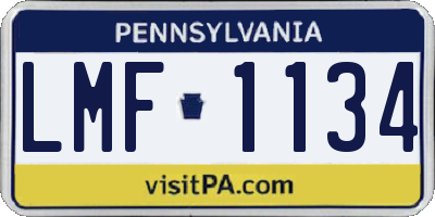 PA license plate LMF1134