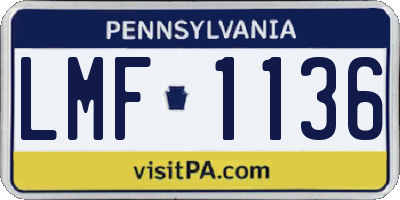 PA license plate LMF1136