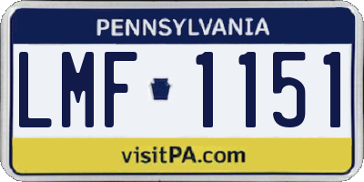 PA license plate LMF1151