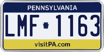 PA license plate LMF1163