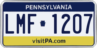 PA license plate LMF1207