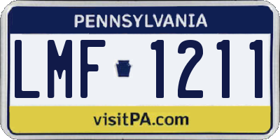 PA license plate LMF1211