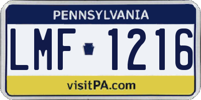 PA license plate LMF1216