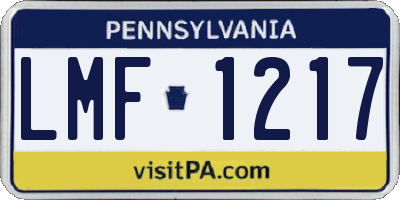 PA license plate LMF1217