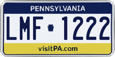 PA license plate LMF1222