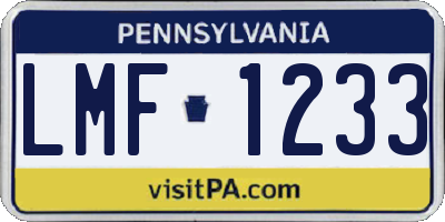 PA license plate LMF1233