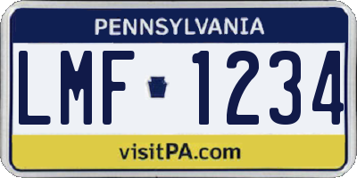 PA license plate LMF1234