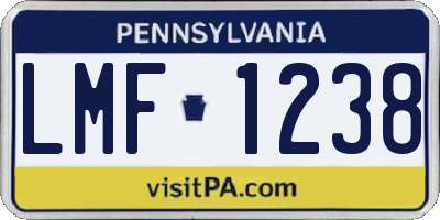 PA license plate LMF1238