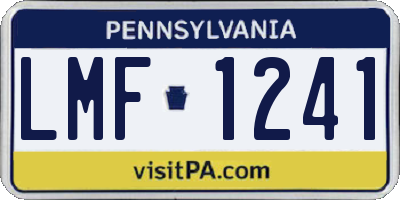 PA license plate LMF1241