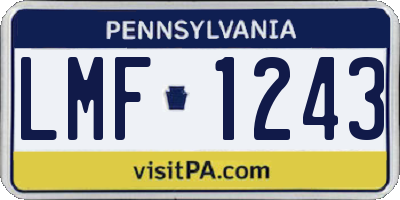 PA license plate LMF1243