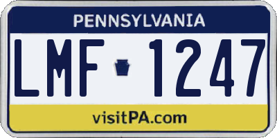 PA license plate LMF1247