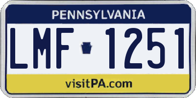 PA license plate LMF1251