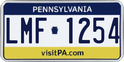 PA license plate LMF1254