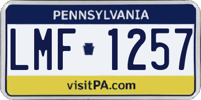 PA license plate LMF1257