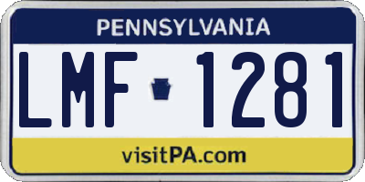 PA license plate LMF1281