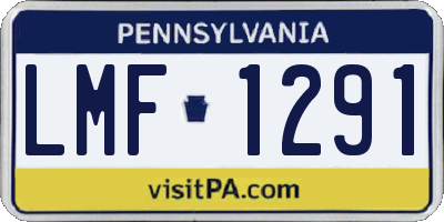 PA license plate LMF1291