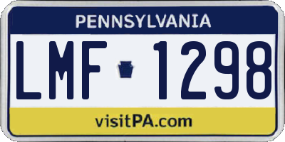 PA license plate LMF1298