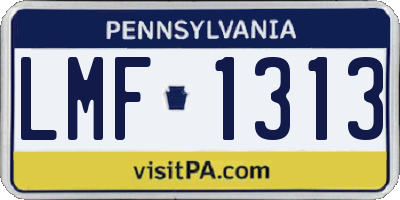 PA license plate LMF1313