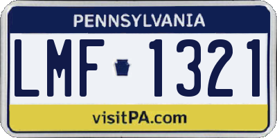 PA license plate LMF1321