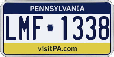 PA license plate LMF1338