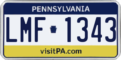 PA license plate LMF1343