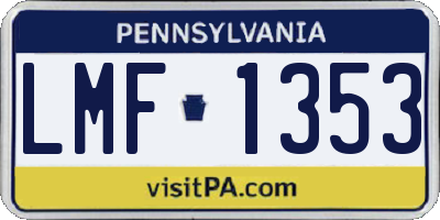 PA license plate LMF1353