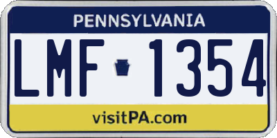 PA license plate LMF1354