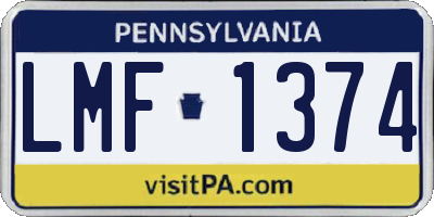 PA license plate LMF1374