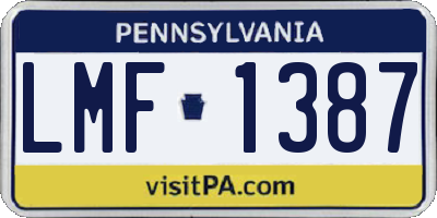 PA license plate LMF1387
