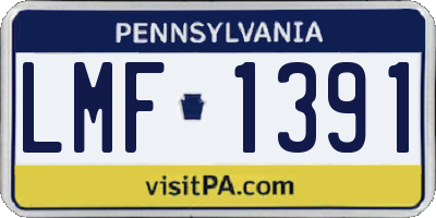 PA license plate LMF1391