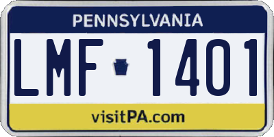 PA license plate LMF1401