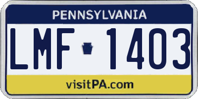 PA license plate LMF1403