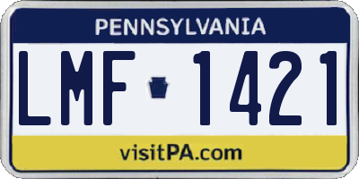 PA license plate LMF1421