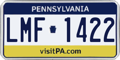 PA license plate LMF1422