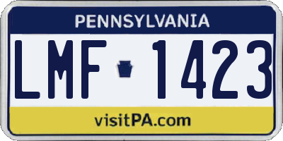 PA license plate LMF1423