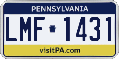 PA license plate LMF1431