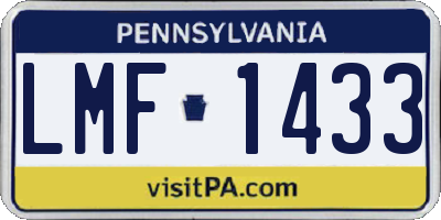 PA license plate LMF1433