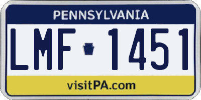 PA license plate LMF1451