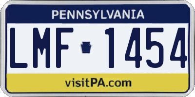 PA license plate LMF1454