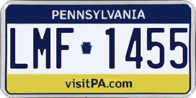 PA license plate LMF1455