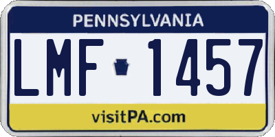 PA license plate LMF1457