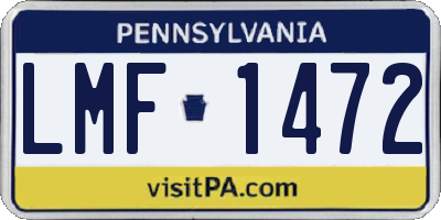 PA license plate LMF1472