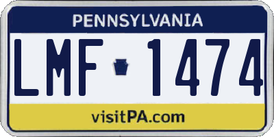 PA license plate LMF1474