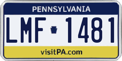 PA license plate LMF1481
